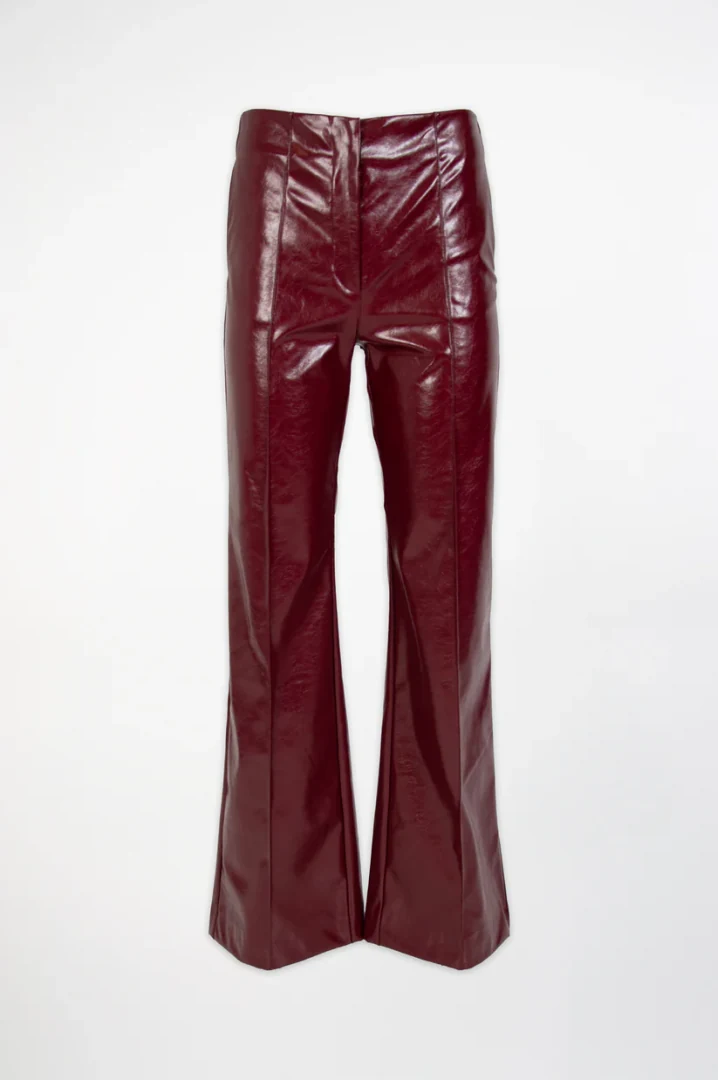 Black&Black Burgundy Leather Trousers - Image 3