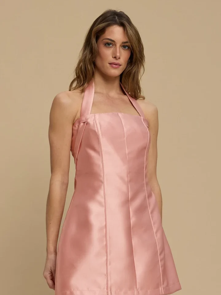 γυναικείο ροζ mini φόρεμα από ταφτά la chaine alma dress pink