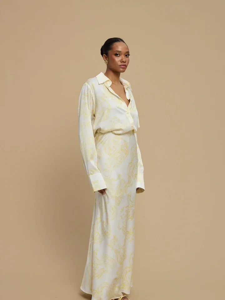 γυναικείο σατέν πουκάμισο la chaine rose epoxi με vintage summer print