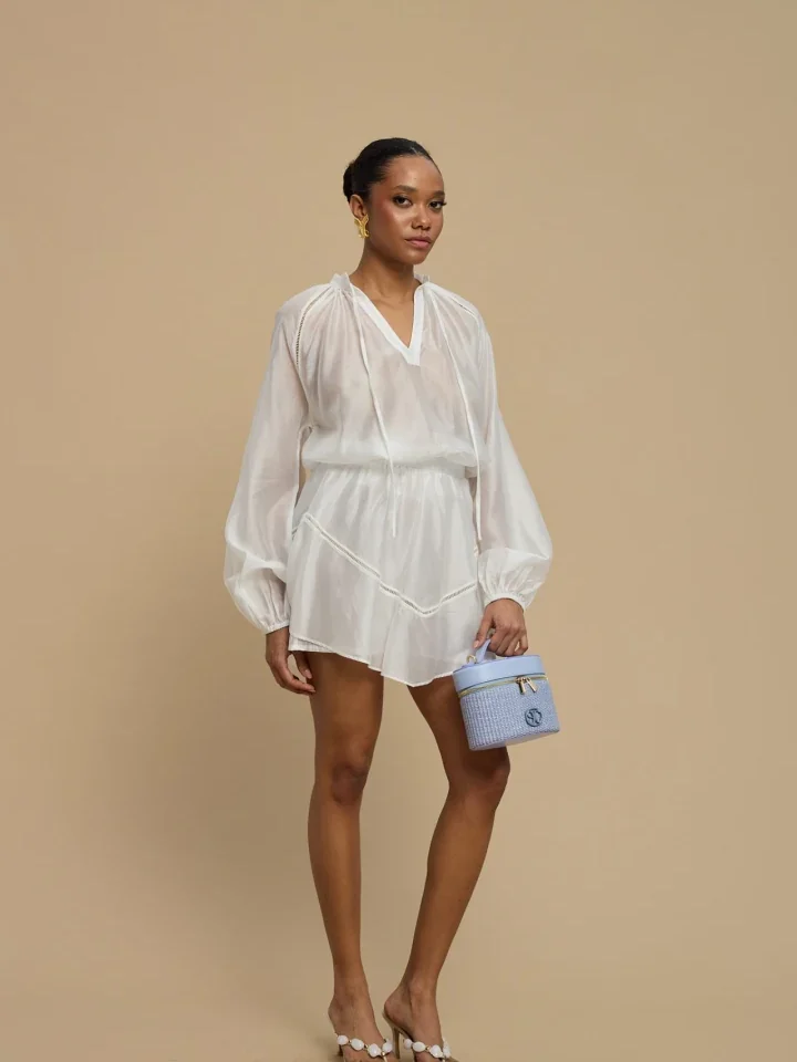 γυναικεία λευκή sheer φούστα la chaine estell σε άνετη oversized γραμμή