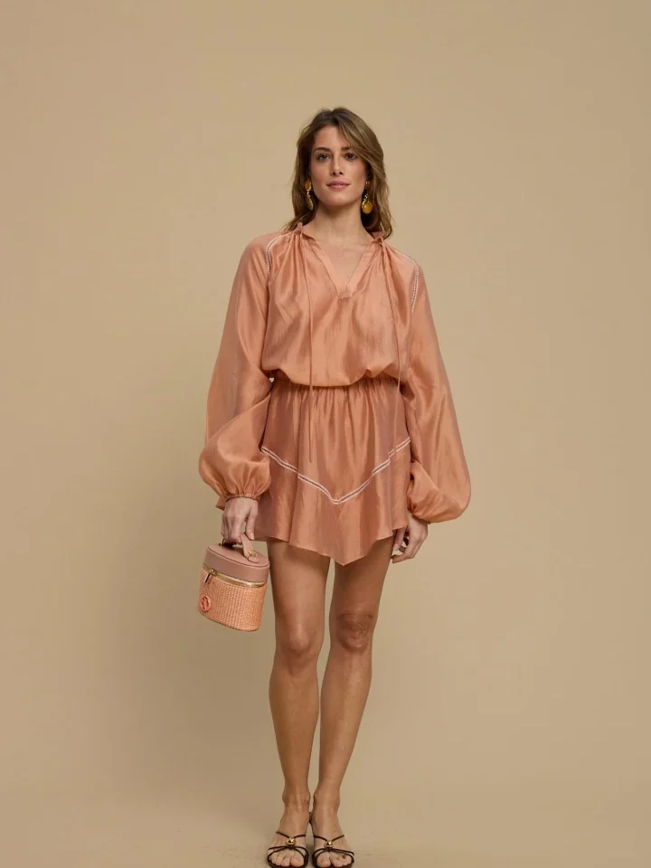 γυναικείο ημιδιάφανο πουκάμισο la chaine estell σε dusty pink απόχρωση