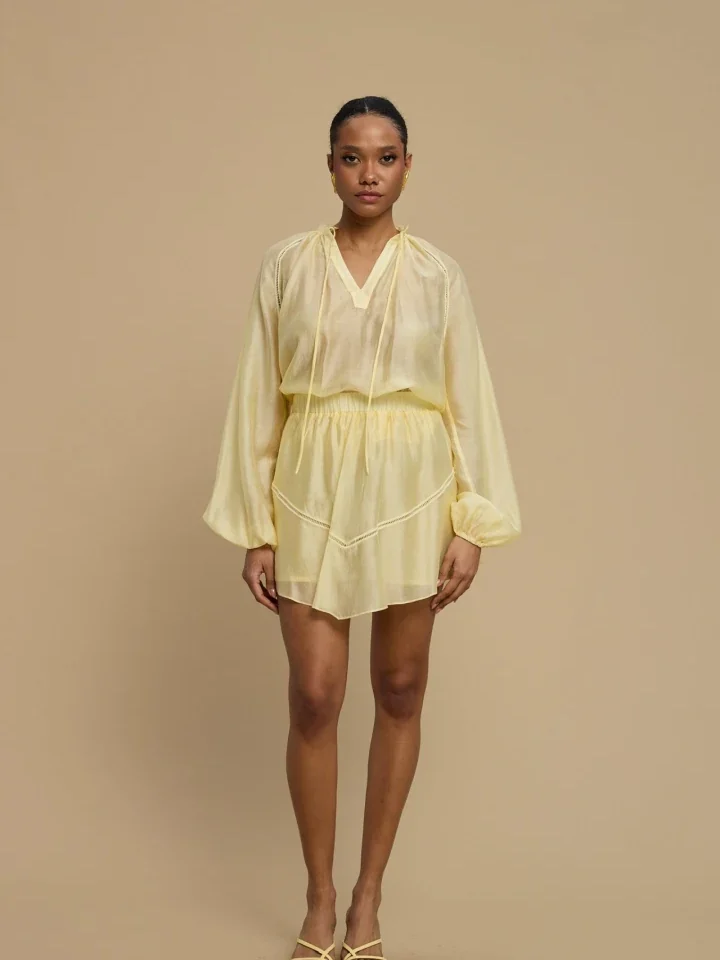 γυναικεία κίτρινη sheer φούστα la chaine estell σε oversized γραμμή