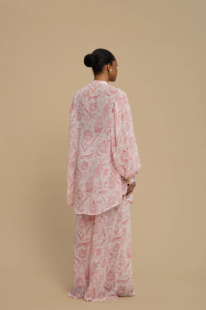 πίσω όψη από το oversized πουκάμισο la chaine ammoudia shirt vintage rose