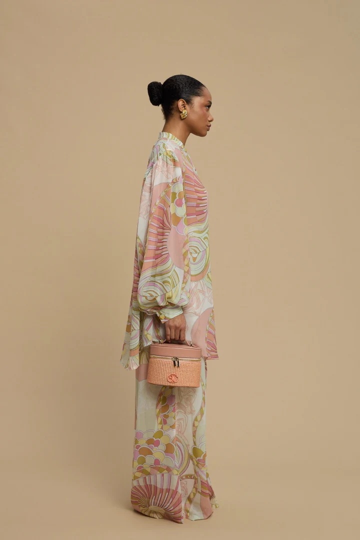 πλάγια όψη από το resort παντελόνι με wide leg fit la chaine ammoudia sunset nude