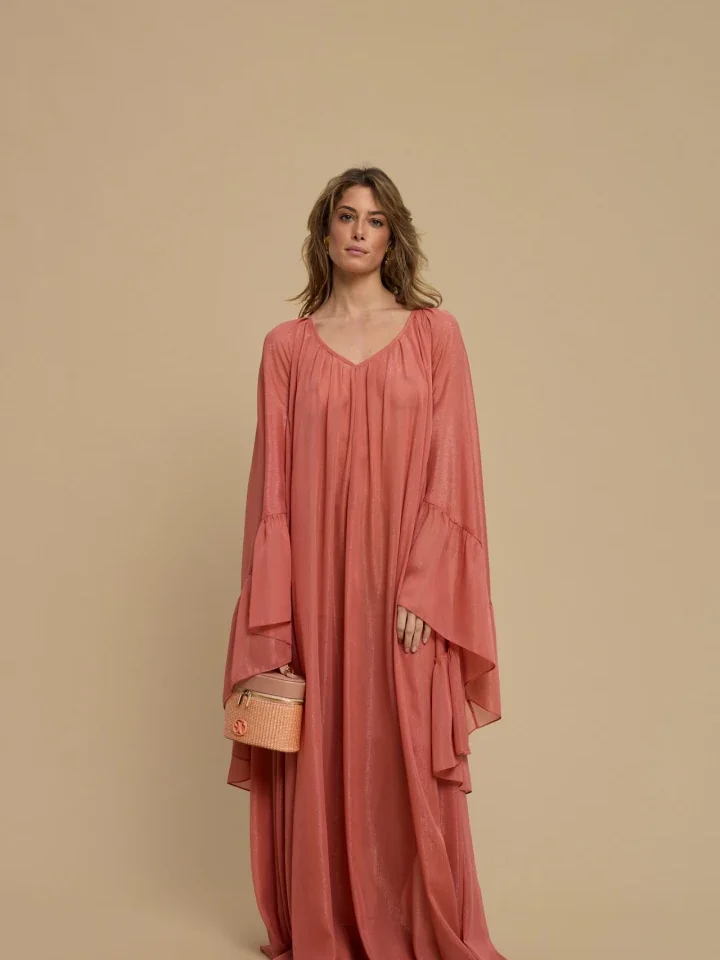 γυναικείο αέρινο ημιδιάφανο maxi φόρεμα la chaine sunspell dress dusty pink