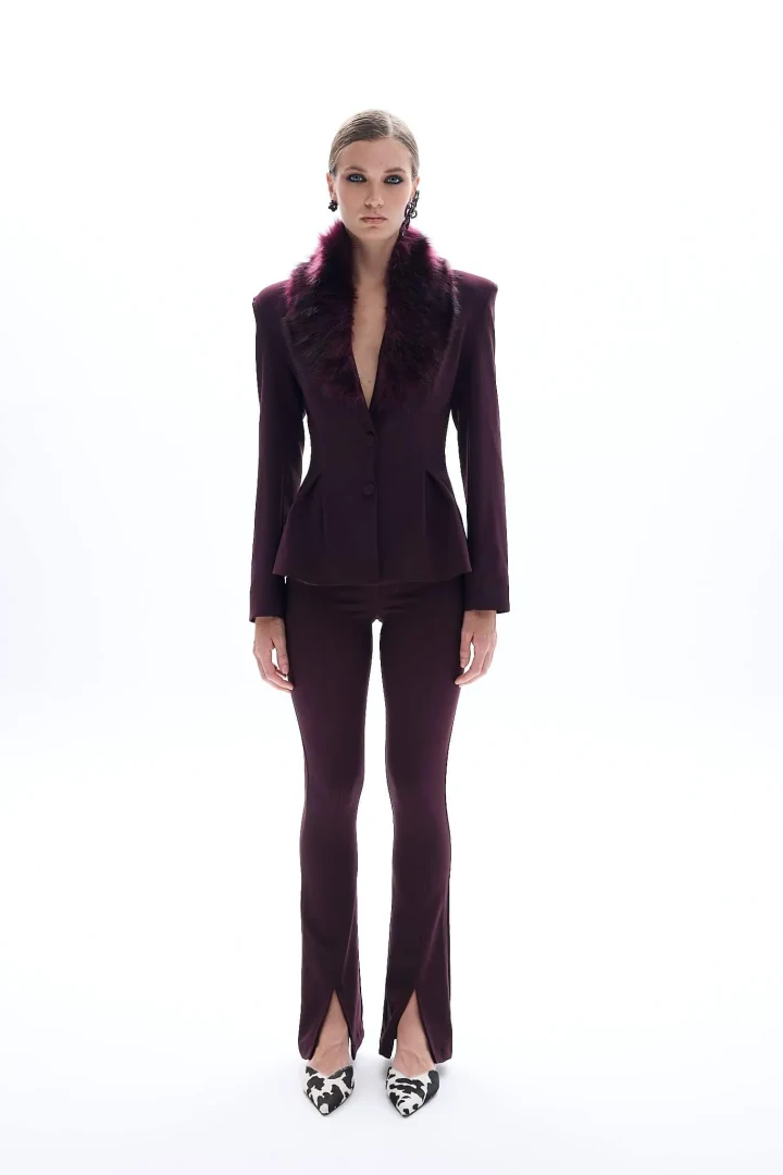 Be A Bee Nadia Burgundy Blazer - Image 2