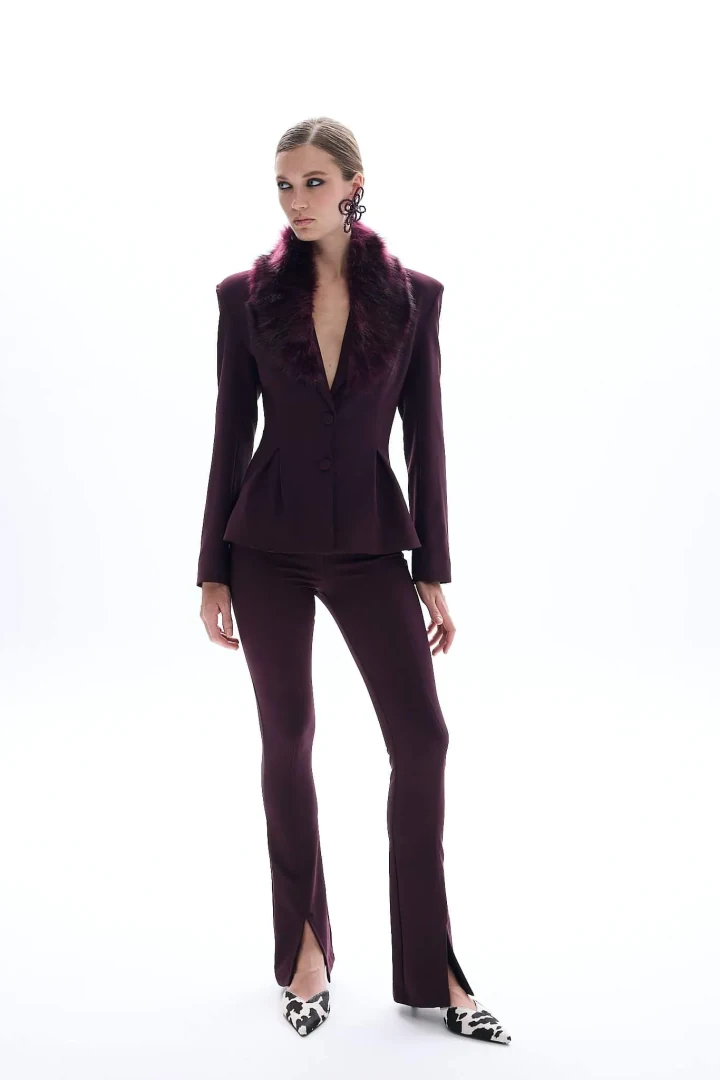 Be A Bee Nadia Burgundy Blazer - Image 3