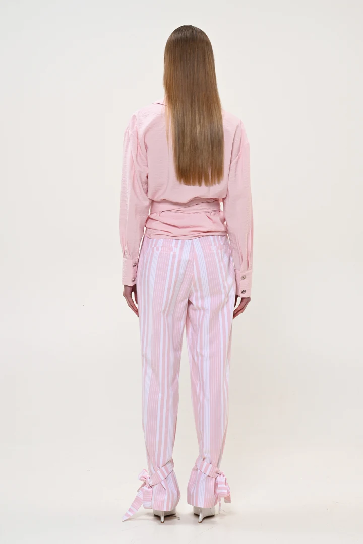 πίσω όψη από το ροζ πουκάμισο από βισκόζη boom stripes pink shirt