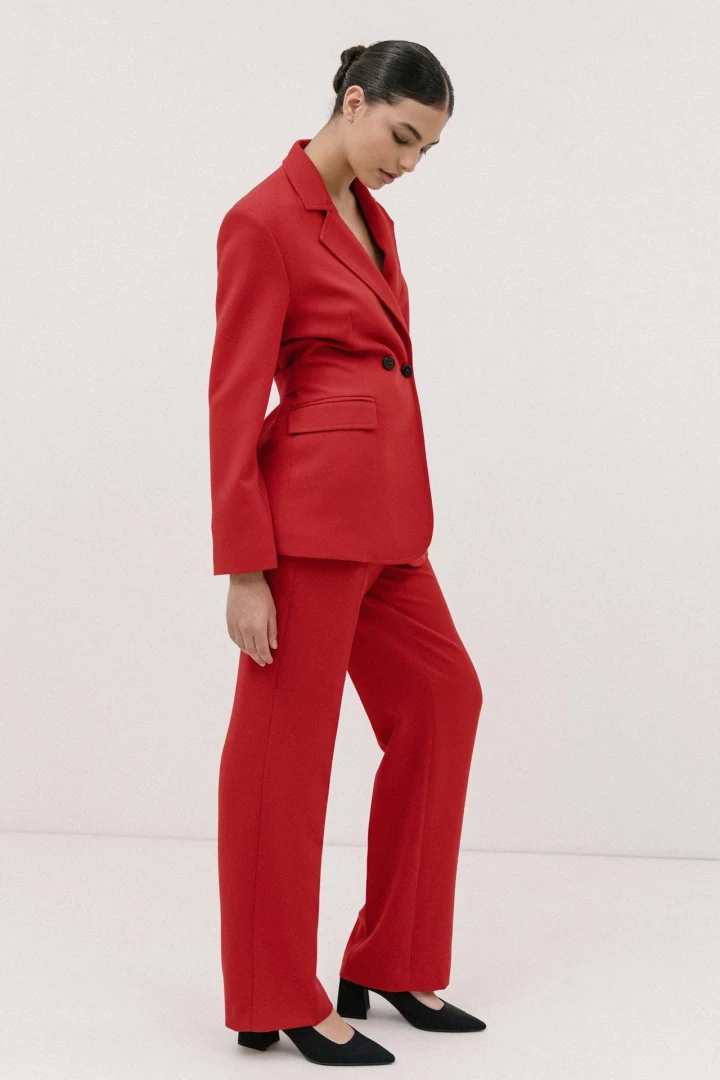 κομψό γυναικείο κόκκινο σακάκι 4tailors the spice it up blazer red σε προσεγμένο στυλ