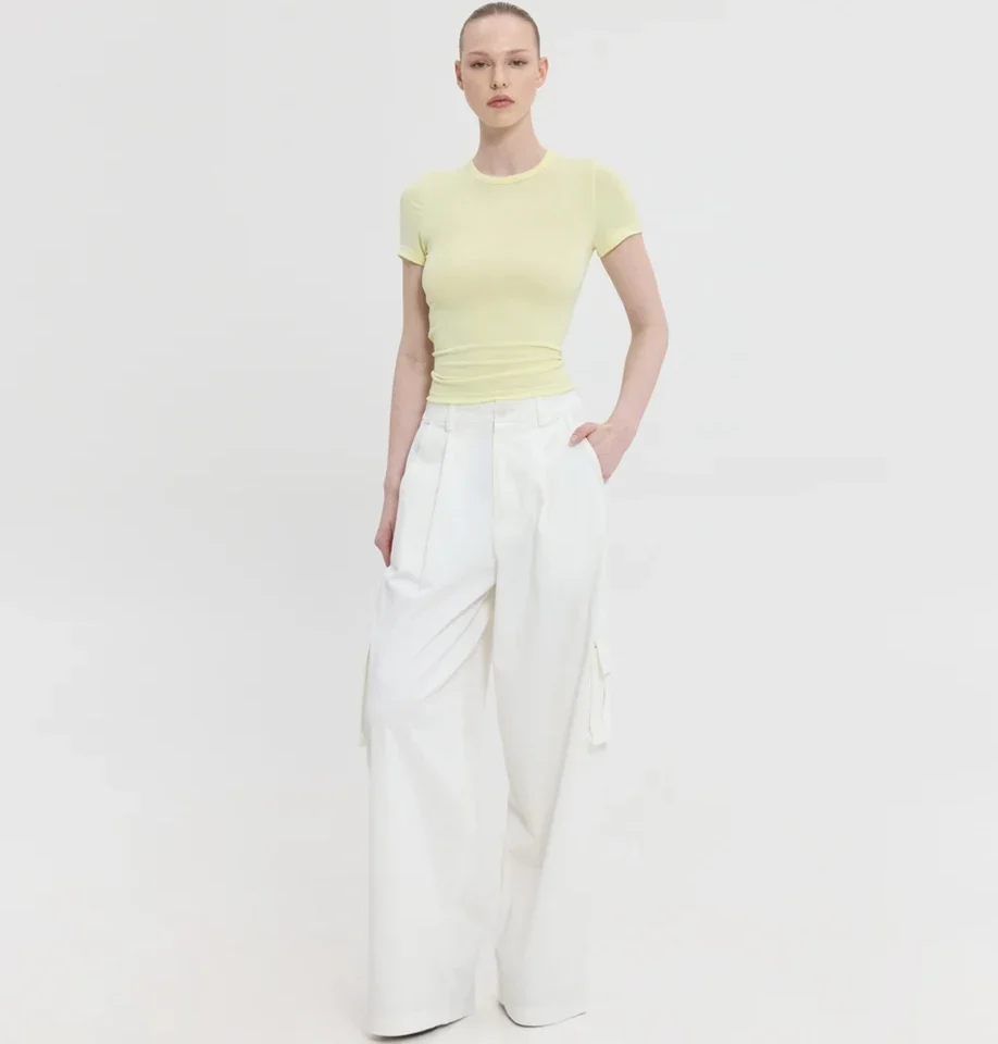 γυναικείο λευκό cargo παντελόνι sunsetgo devon pants σε άνετη φαρδιά γραμμή