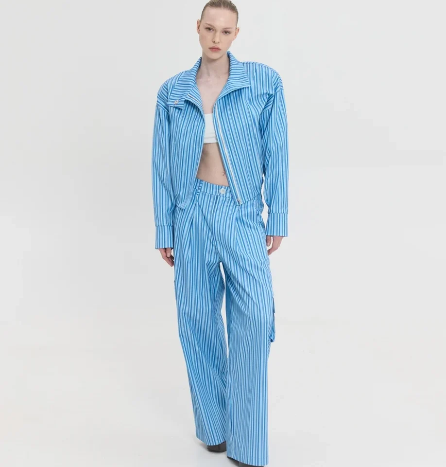 γυναικείο ριγέ cargo παντελόνι sunsetgo devon printed pants σε φαρδιά γραμμή