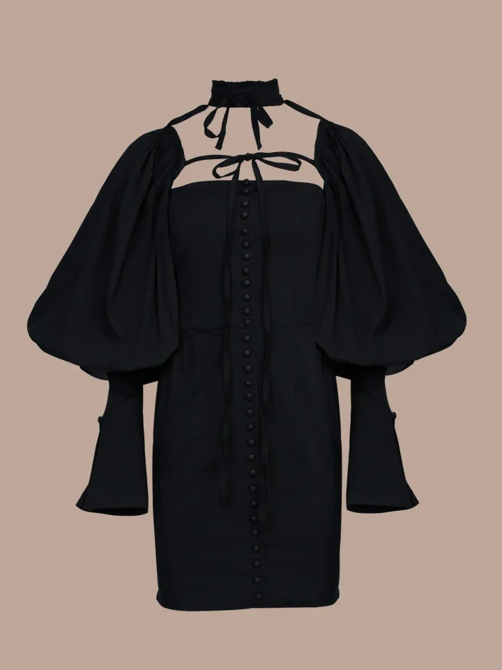 Koresho Boa black mini dress