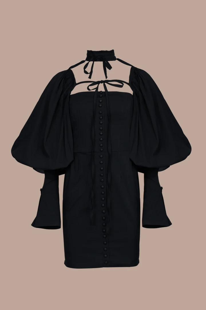 Koresho Boa black mini dress