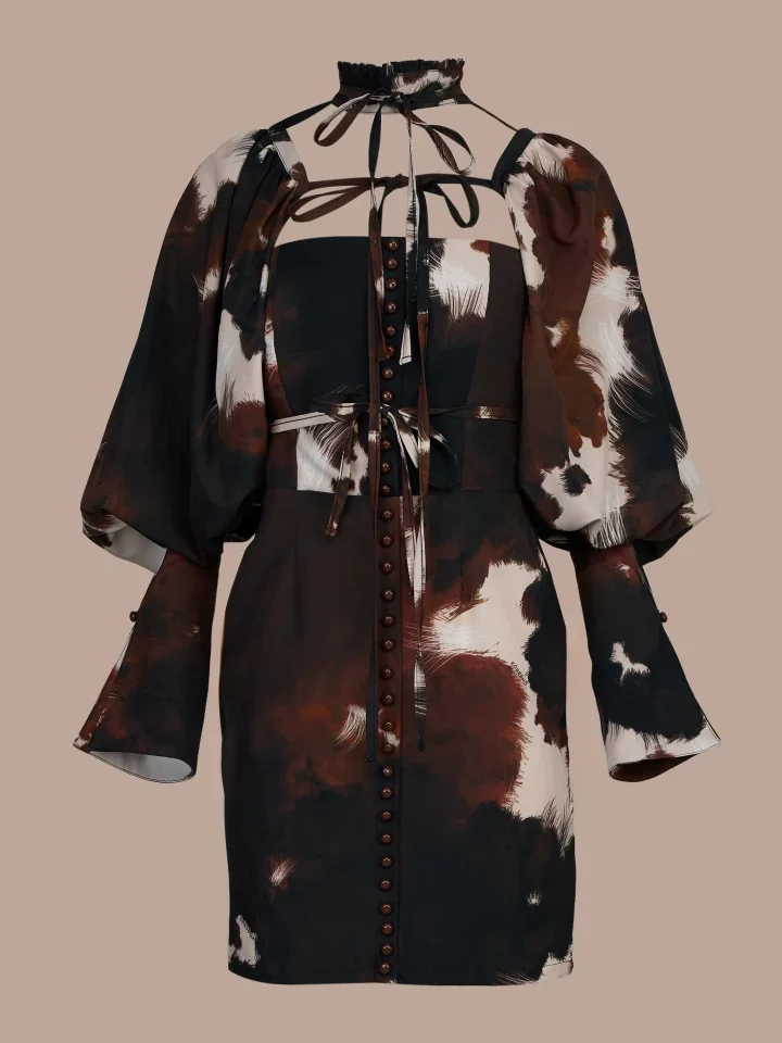 Koresho Boa cow mini dress