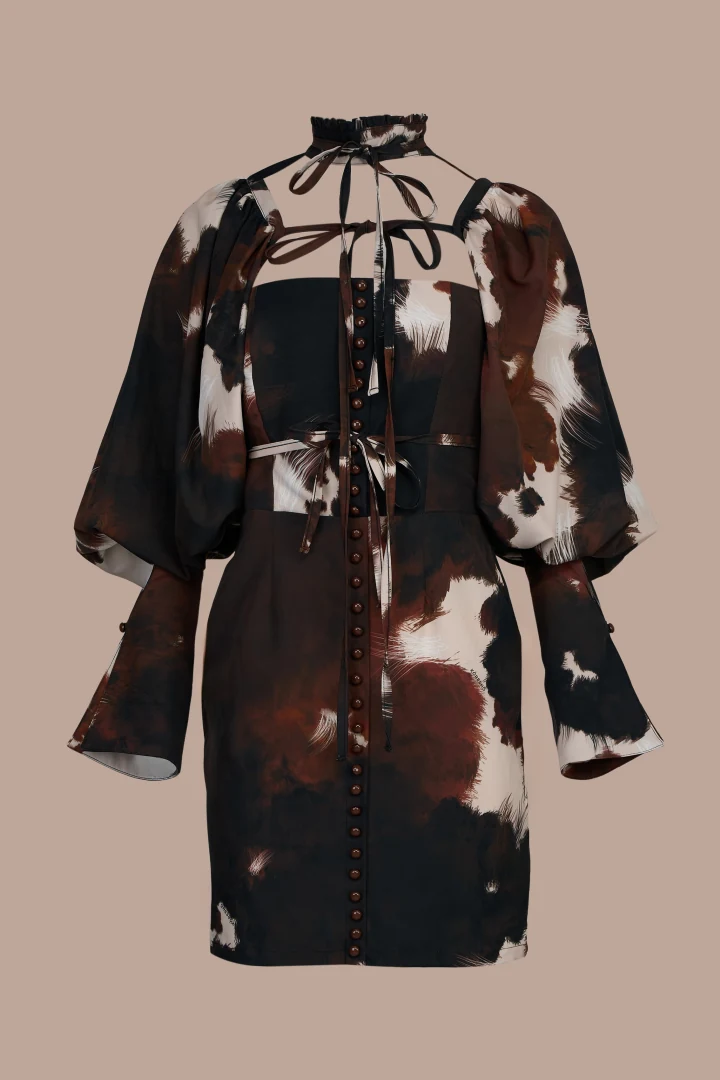 Koresho Boa cow mini dress