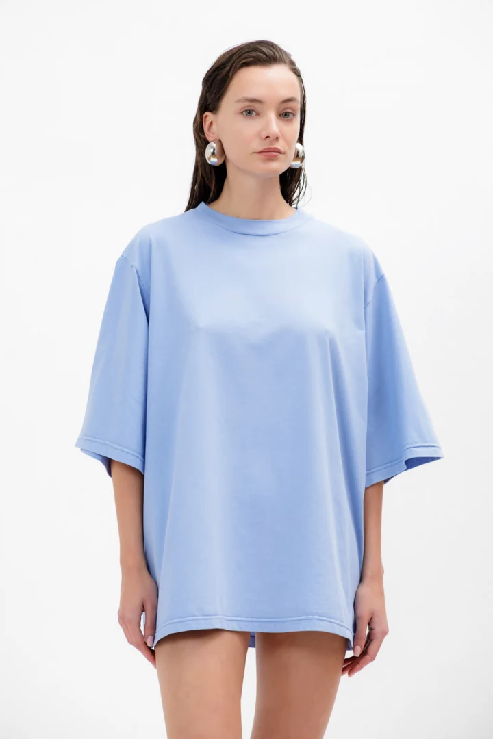 μπλε βαμβακερό μπλουζάκι A PIECE OF ME