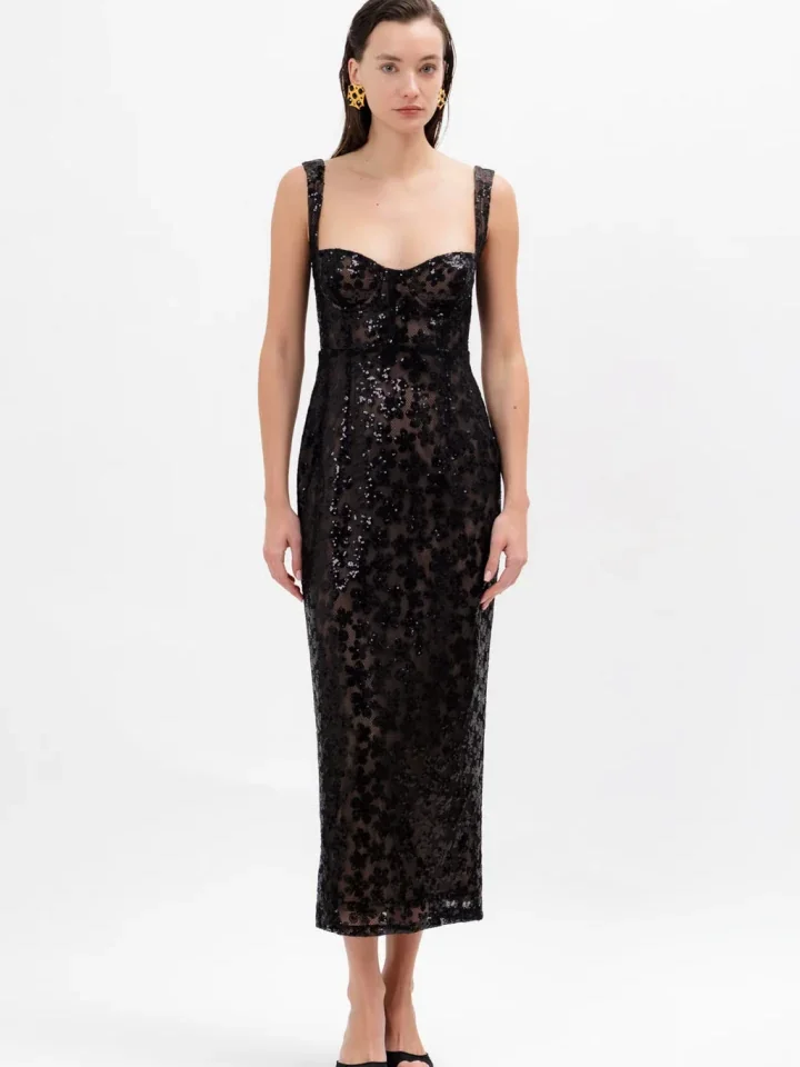 A PIECE OF ME Jasmine Midi Dress Black