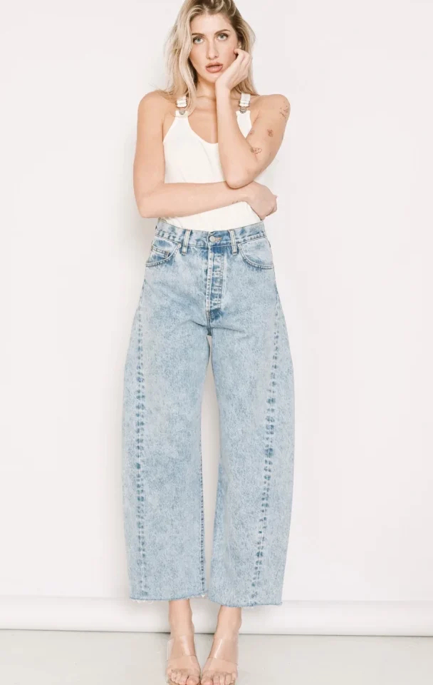 γυναικείο ψηλόμεσο τζιν salt and pepper gwen super light cropped σε άνετη balloon γραμμή