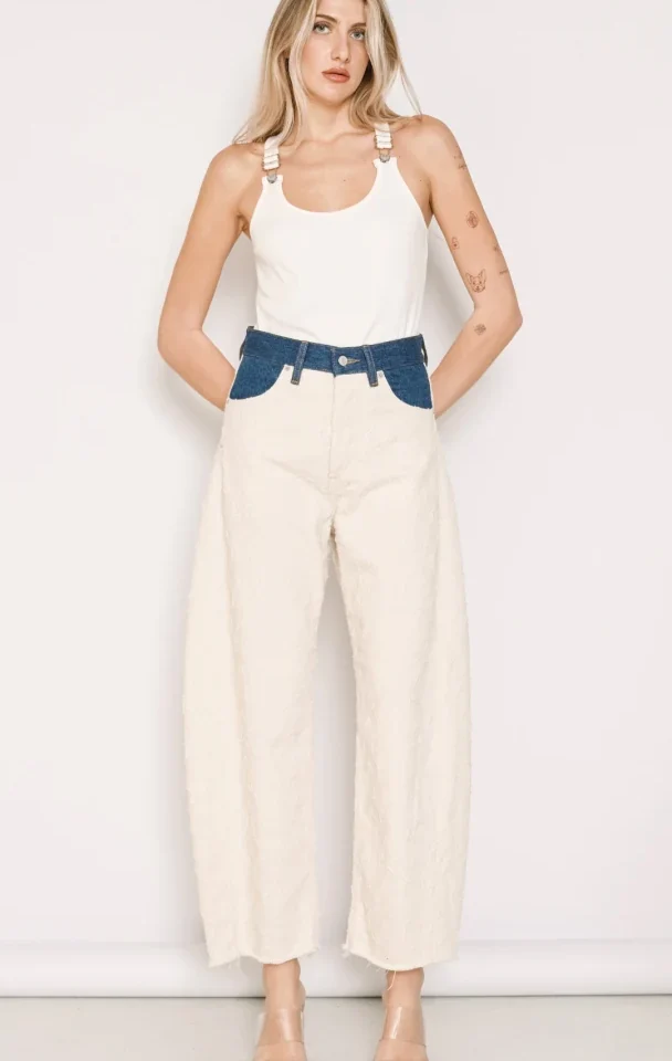 γυναικείο ψηλόμεσο denim παντελόνι salt and pepper gwen indigo stars cropped σε balloon fit