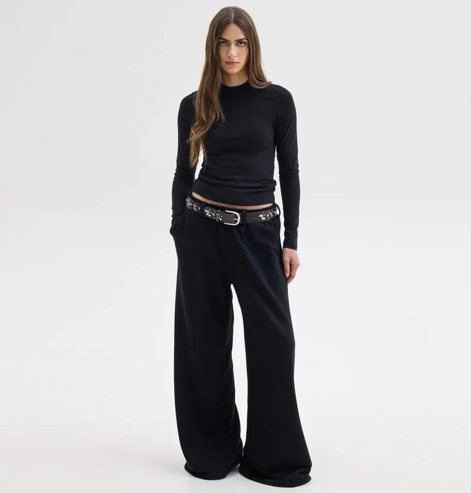 SUNSETGO IVY WIDE TRACKPANTS BLACK