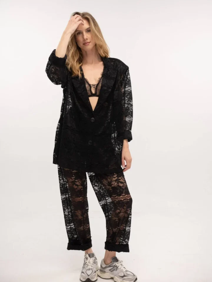 Typelove Lace Blazer Black