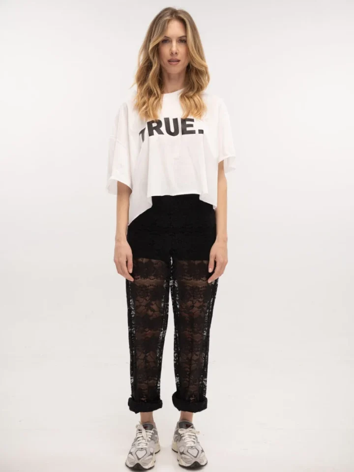 Typelove Lace Track Pant Black
