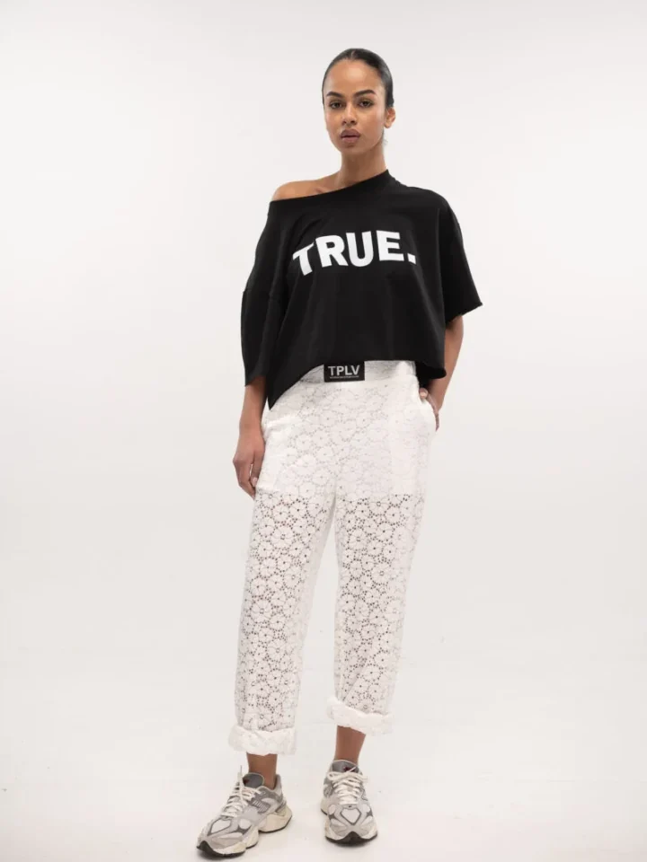 Typelove Lace Track Pant White