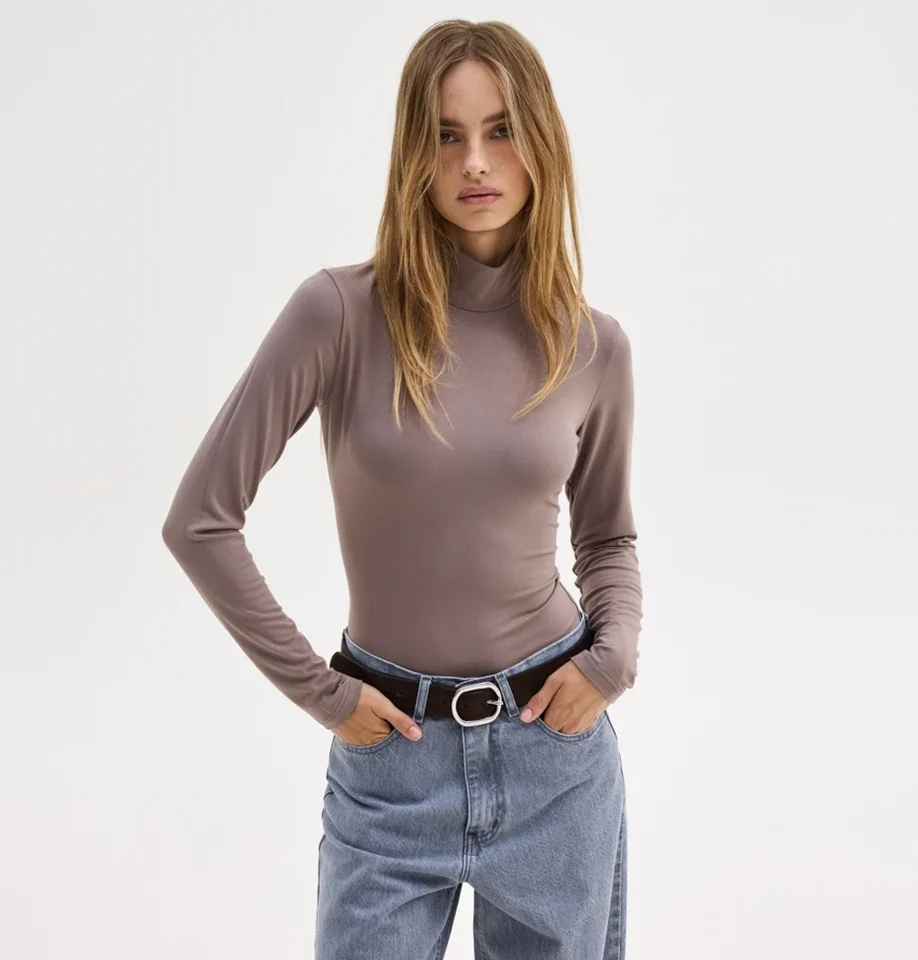 SUNSETGO LAURA TURTLENECK TOP GREY