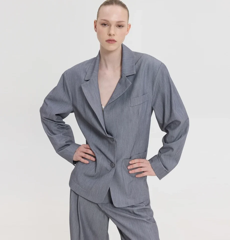 sunsetgo lisa blazer δυναμικό office look με κομψό γυναικείο πανωφόρι και μπροστινές τσέπες