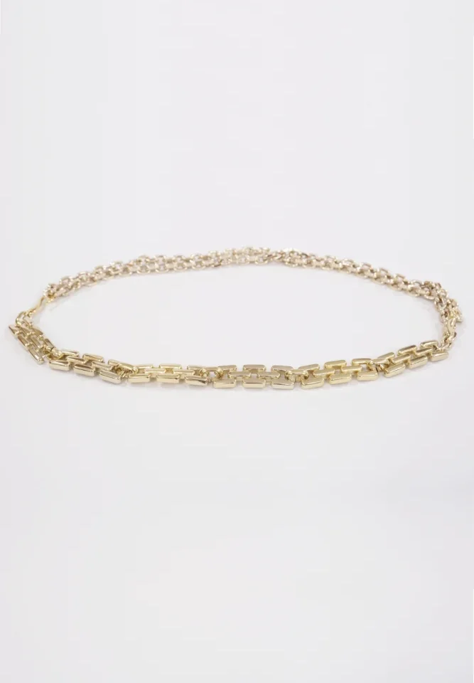μεταλλική ζώνη με μεταλλική αγκράφα salt and pepper lucy gold metal από 100% γνήσιο δέρμα