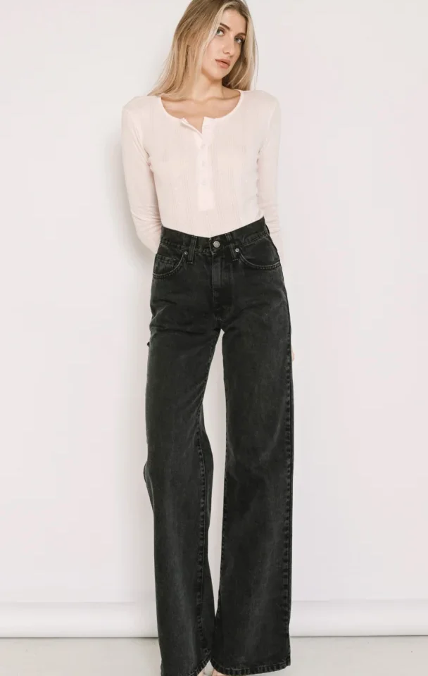 γυναικείο ψηλόμεσο τζιν salt and pepper marissa vintage black edgy