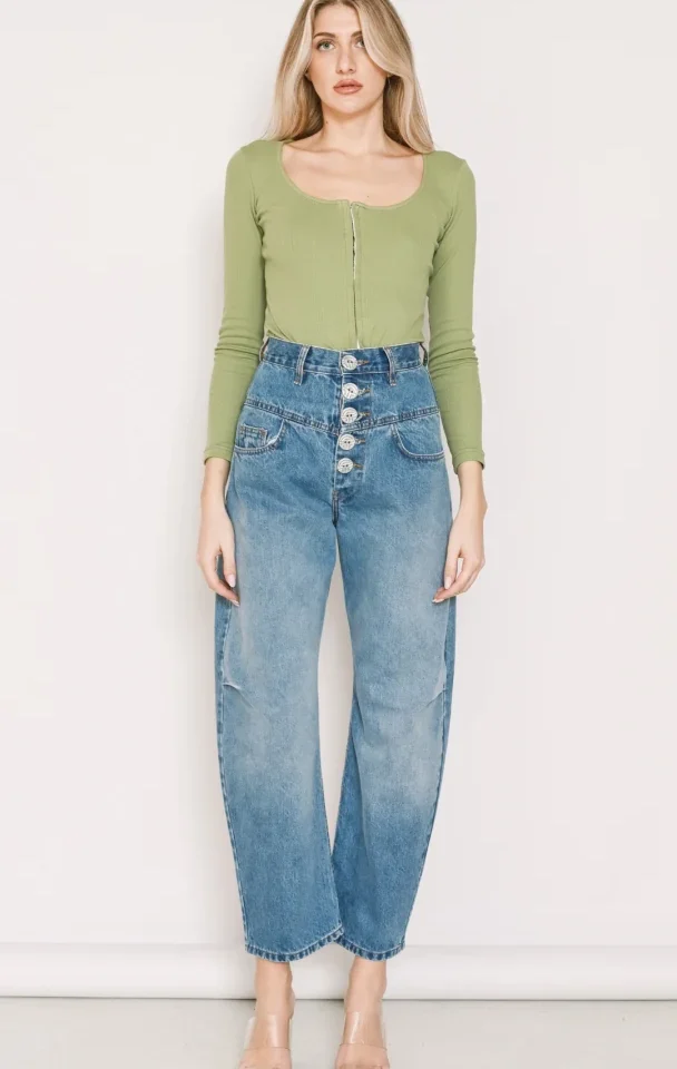 γυναικείο ψηλόμεσο τζιν παντελόνι salt and pepper mary medium fade out