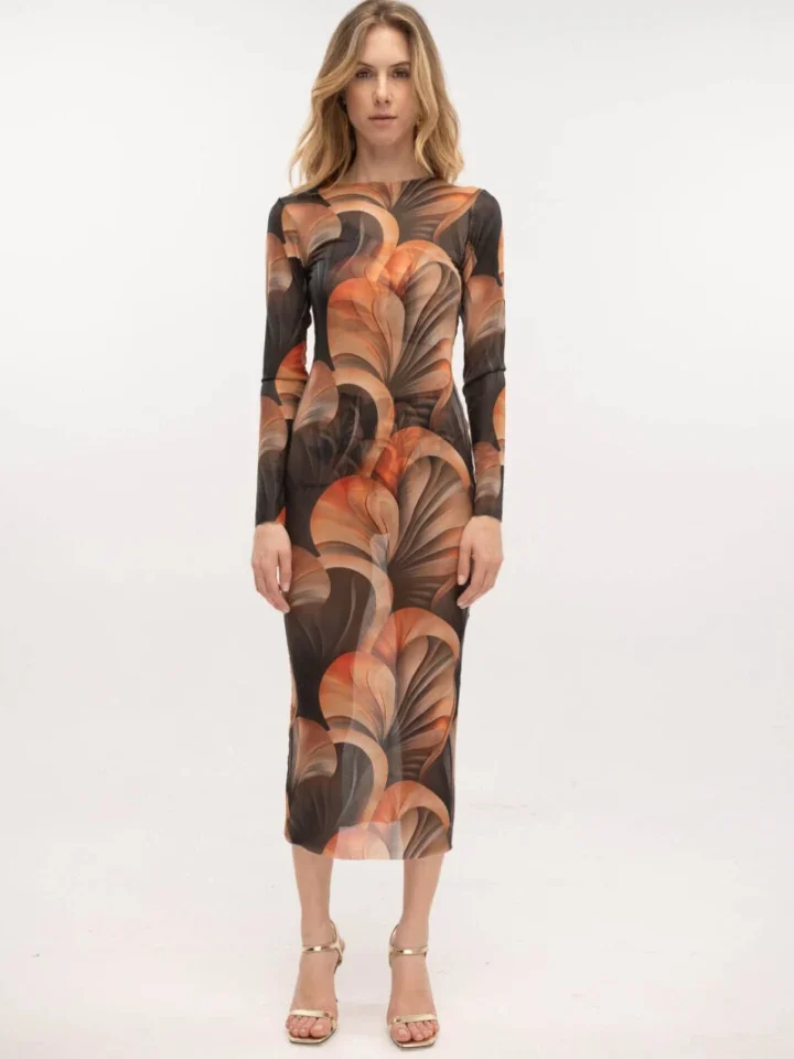 Typelove Mesh Dress Coral Sand