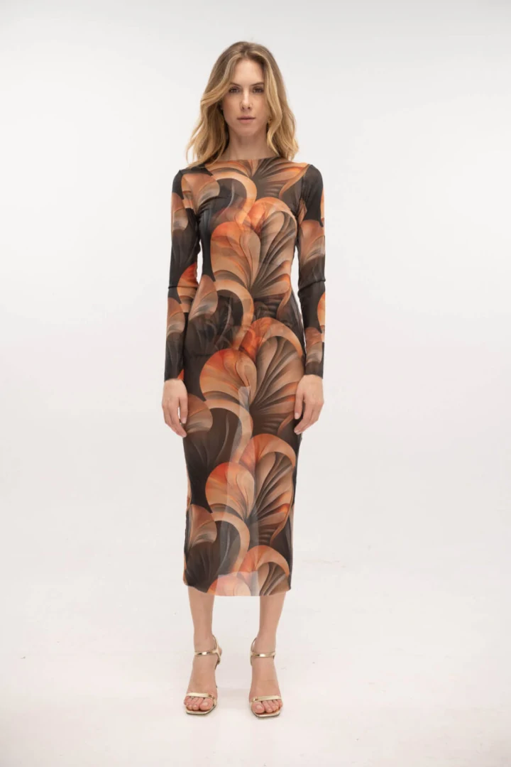 Typelove Mesh Dress Coral Sand