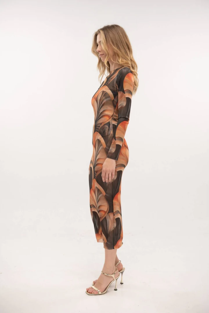 Typelove Mesh Dress Coral Sand - Image 2