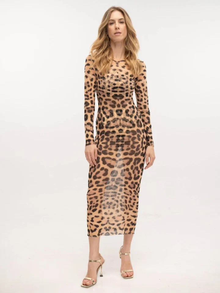 Typelove Mesh Dress Leo Nude