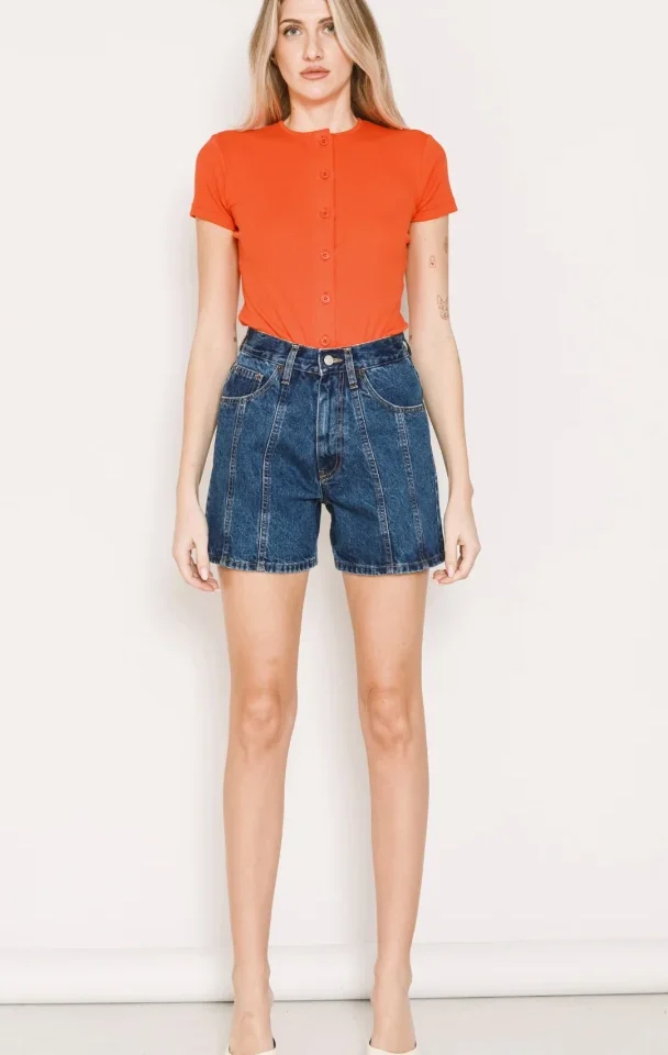 γυναικείο denim shorts σε άνετη γραμμή salt and pepper myriam s/w με μπροστινές λεπτομέρειες