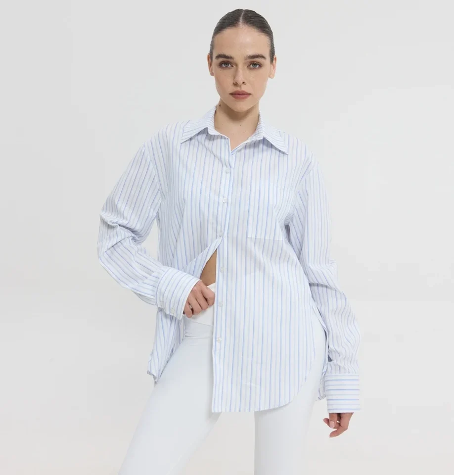 γυναικείο ριγέ πουκάμισο sunsetgo reina shirt από αγνό βαμβάκι