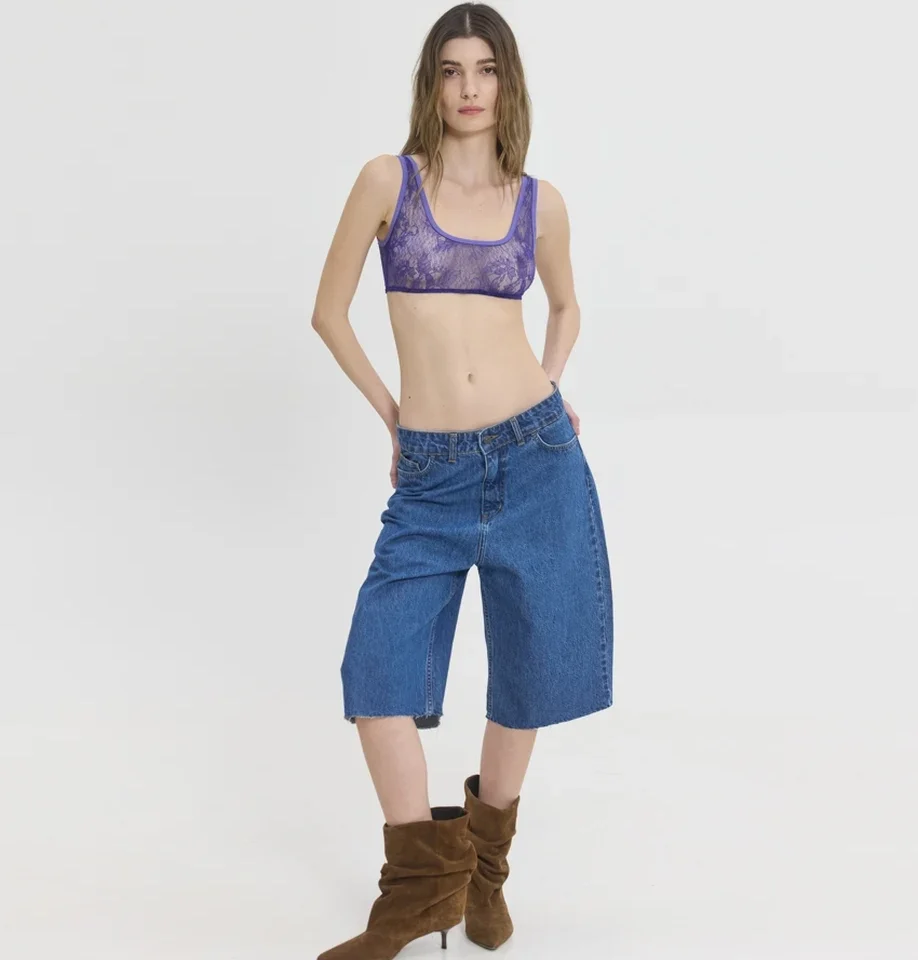 γυναικείο μωβ δαντελένιο bralette sunsetgo rosa σε ρομαντική εφαρμοστή γραμμή