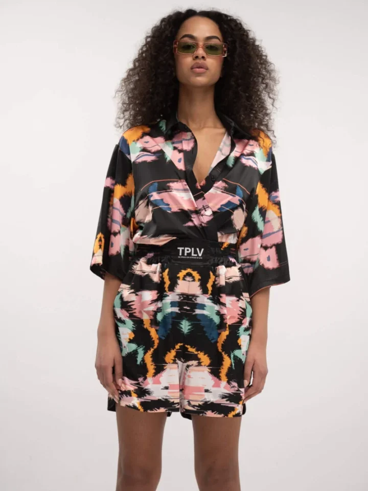 Typelove Satin Shorts Pastel Noir