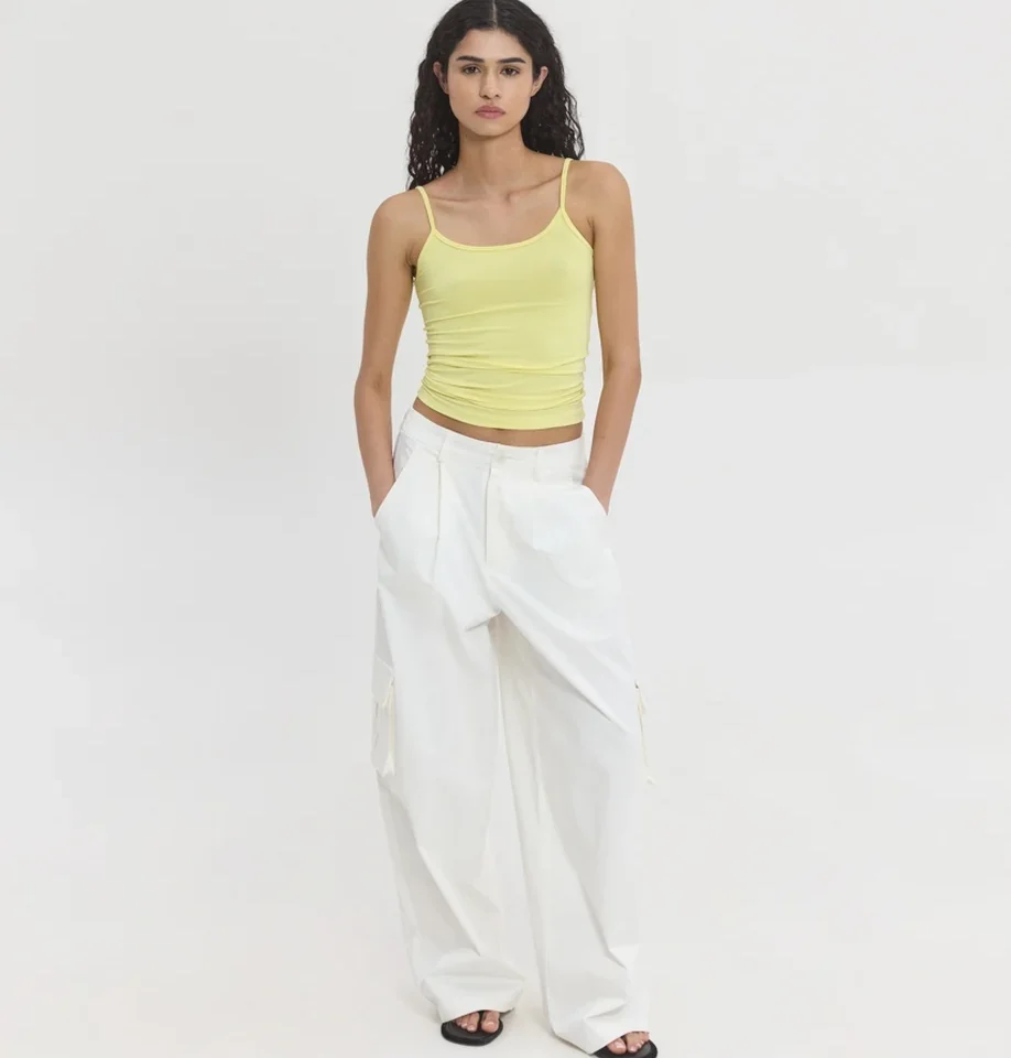 SUNSETGO SILIA TOP γυναικείο basic τοπ banana χρώμα ελαστικό bamboo ύφασμα λεπτή τιράντα