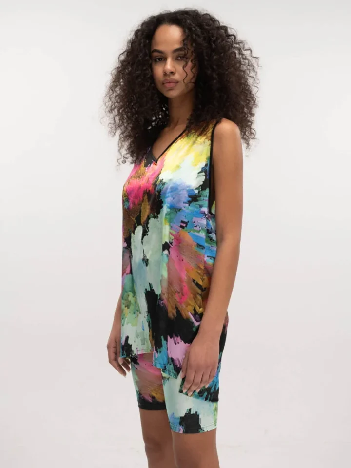 Typelove Tank Top Satin Flower Bomb