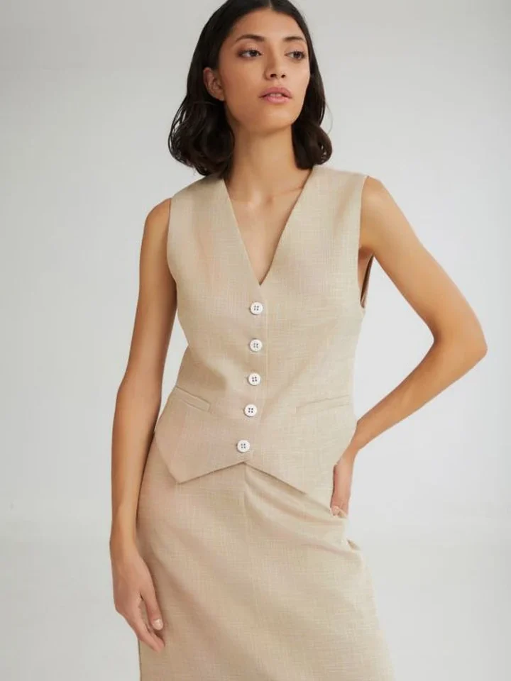 The Waffle Cone Vest Beige