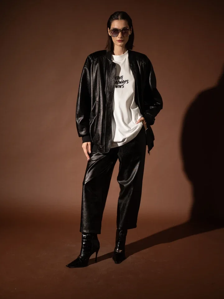 Typelove Foil Bomber Jacket