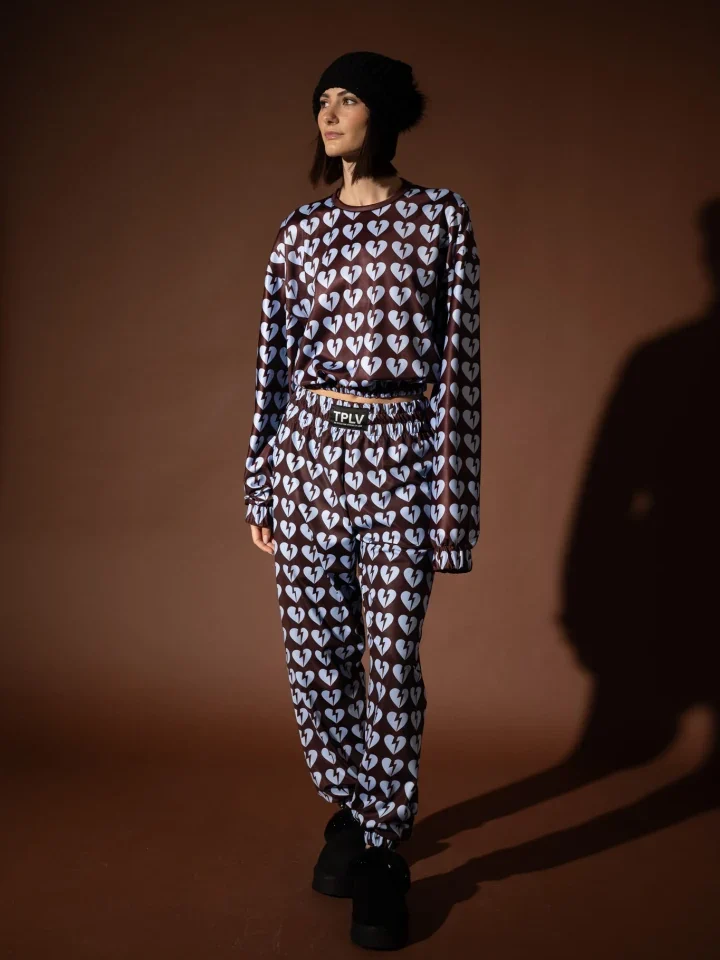 Typelove Wine Heart Track Pants