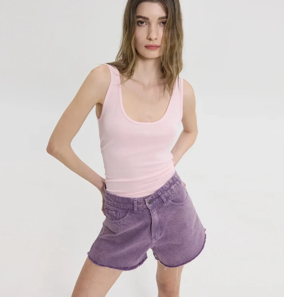 γυναικείο ροζ τοπ sunsetgo violette basic σε εφαρμοστή ελαστική γραμμή