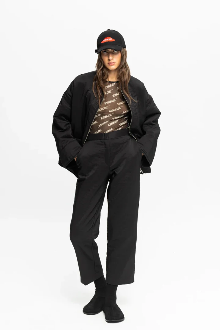 Black&Black Textured Trousers