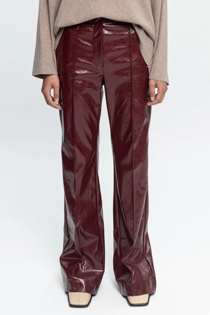 Black&Black Burgundy Leather Trousers
