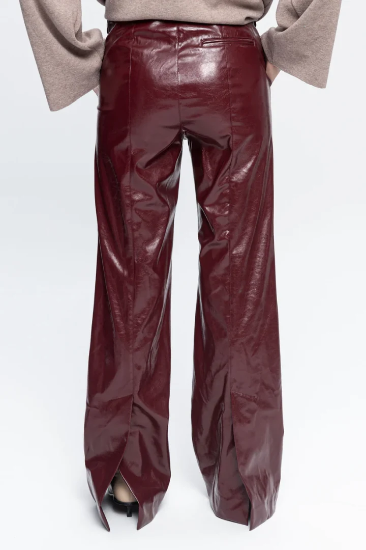 Black&Black Burgundy Leather Trousers - Image 2
